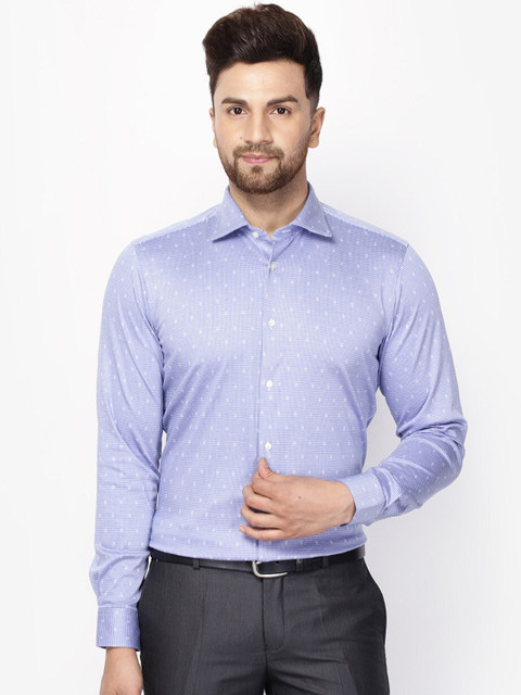 

Blackberrys Men Blue Slim Fit Printed Cotton Formal Shirt