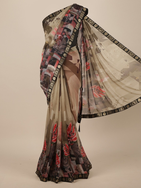 

Pothys Taupe & Brown Printed Saree