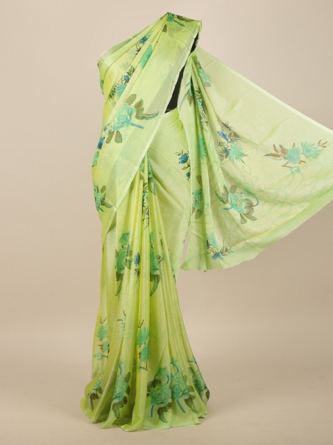 

Pothys Green & Blue Floral Printed Saree