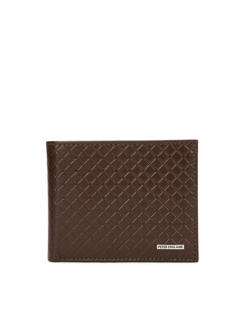 

Peter England Men Brown Textured Leather Two Fold Wallet