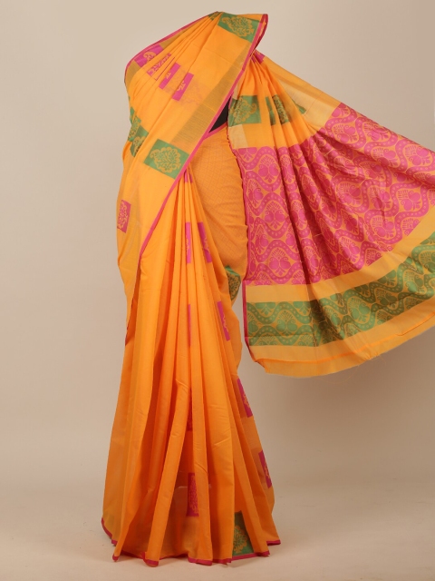 

Pothys Orange & Pink Woven Design Zari Pure Cotton Saree