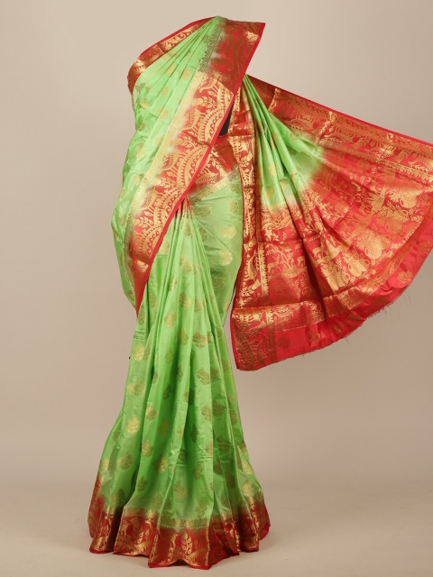 

Pothys Green Ethnic Motifs Zari Jute Silk Saree