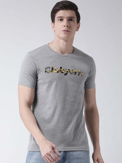 

Club York Men Grey Typography Applique T-shirt