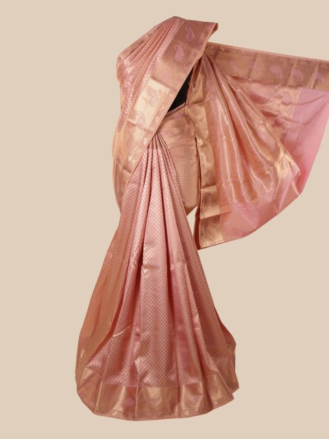 

Pothys Pink & Gold-Toned Woven Design Pure Silk Saree