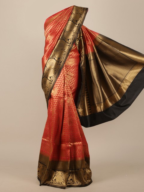 

Pothys Red & Brown Woven Design Jute Silk Saree