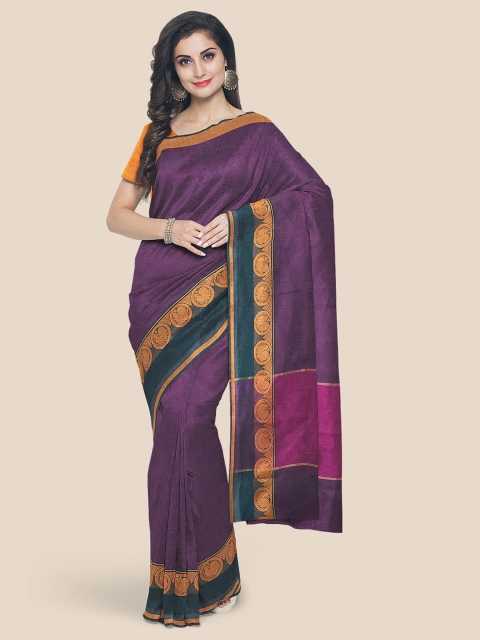 

Kalamandir Purple & Green Striped Saree