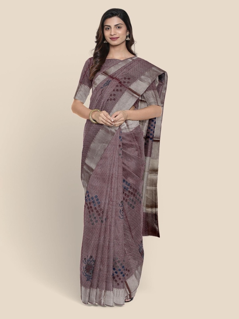 

Kalamandir Maroon & Grey Woven Design Tissue Banarasi Saree