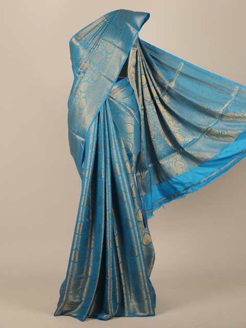 

Pothys Blue & Gold-Toned Woven Design Jute Silk Saree