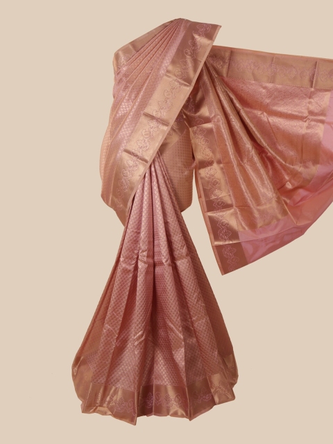 

Pothys Pink & Gold-Toned Woven Design Zari Pure Silk Saree