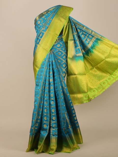 

Pothys Blue & Green Woven Design Zari Jute Silk Saree
