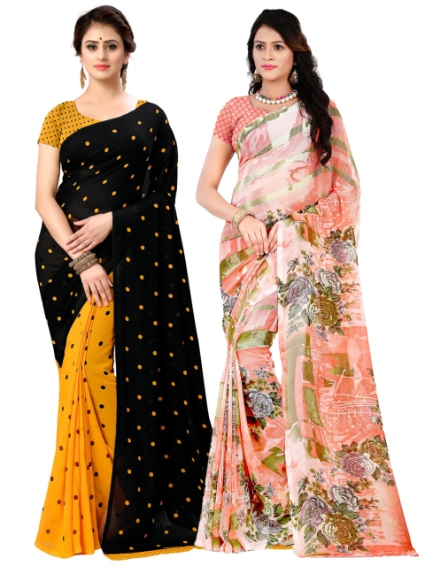 

KALINI Black & Yellow Floral Saree