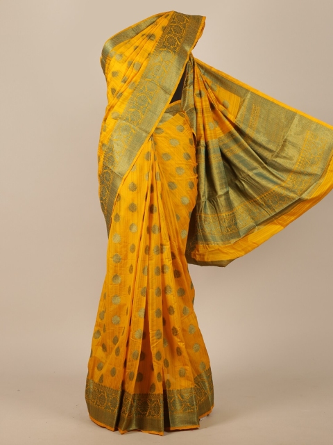 

Pothys Yellow & Gold-Toned Woven Design Zari Jute Silk Saree