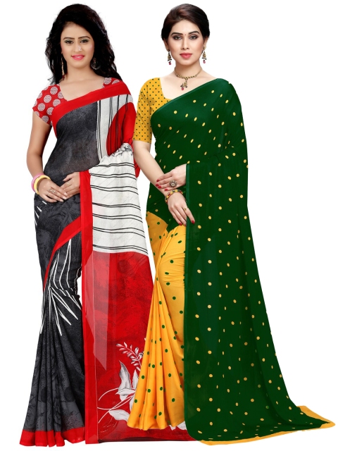 

KALINI Pack Of 2 Black & Green Printed Saree