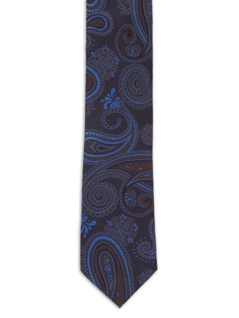 

Van Heusen Men Navy Blue & Brown Woven Design Broad Tie