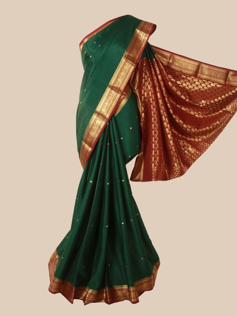 

Pothys Green & Red Woven Design Zari Pure Silk Mysore Silk Saree
