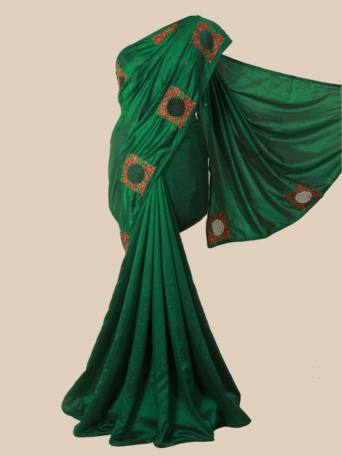 

Pothys Green Floral Jute Silk Saree