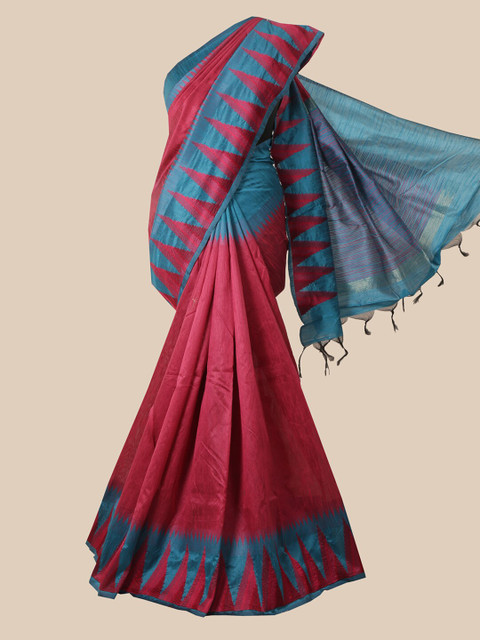 

Pothys Magenta & Blue Jute Silk Saree