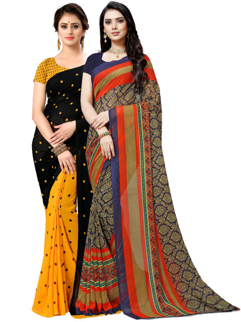 

KALINI Pack of 2 Printed Poly Georgette Saree, Multi
