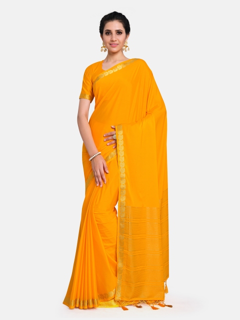 

MIMOSA Yellow & Gold-Toned Zari Mysore Silk Saree