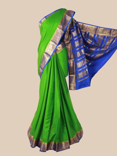 

Pothys Green & Blue Woven Design Pure Silk Mysore Silk Saree