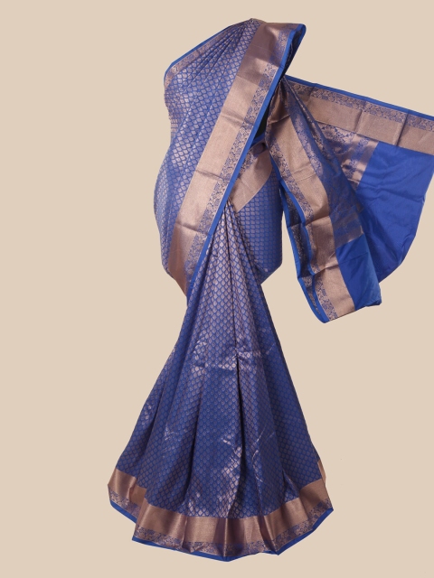 

Pothys Blue & Gold-Toned Ethnic Motifs Zari Pure Silk Saree