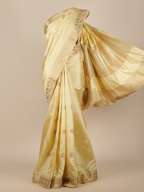 

Pothys Cream & Gold-Toned Woven Design Zari Jute Silk Saree