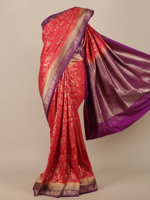 

Pothys Pink & Purple Zari Jute Silk Saree