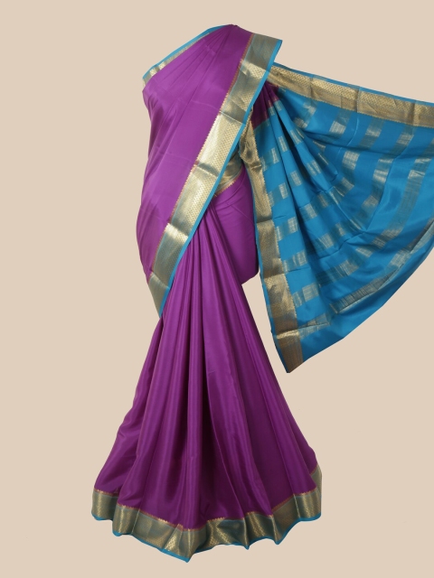 

Pothys Purple & Blue Pure Silk Mysore Silk Saree