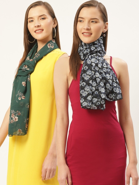 

Trend Arrest Women Pack Of 2 Green & Grey Printed Scarf