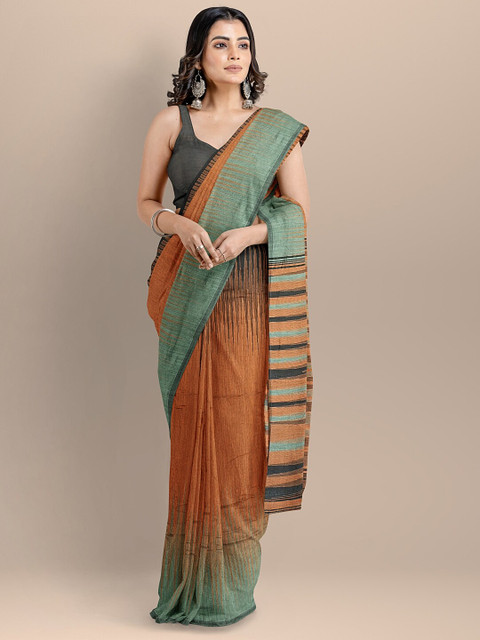 

BharatSthali Orange Silk Cotton Sambalpuri Saree