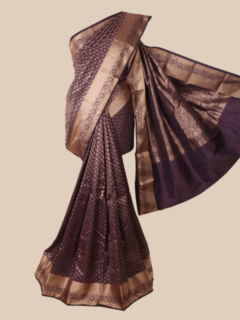 

Pothys Purple & Gold-Toned Woven Design Pure Silk Saree