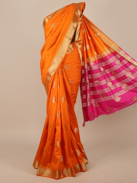 

Pothys Orange & Pink Woven Design Jute Silk Saree