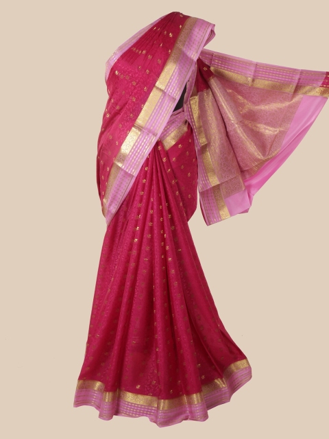 

Pothys Magenta Woven Design Pure Silk Mysore Silk Saree
