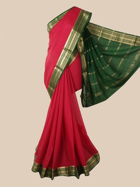 

Pothys Pink & Green Pure Silk Mysore Silk Saree