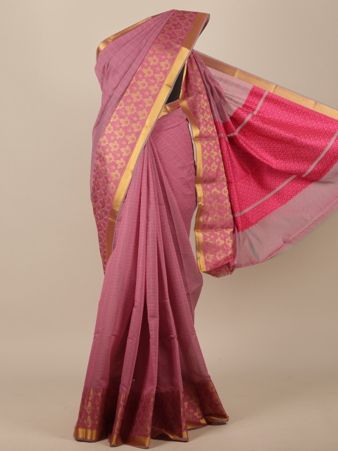 

Pothys Pink & Gold-Toned Woven Design Pure Cotton Saree