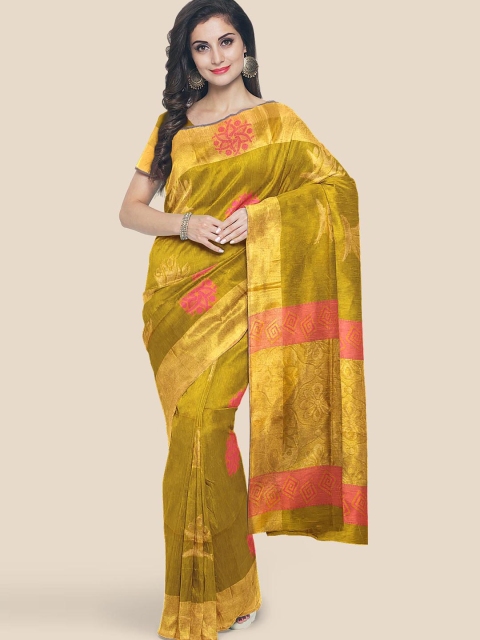 

Kalamandir Green & Pink Woven Design Saree