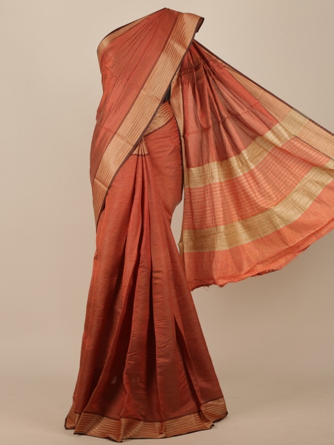 

Pothys Rust & Gold-Toned Zari Jute Silk Saree
