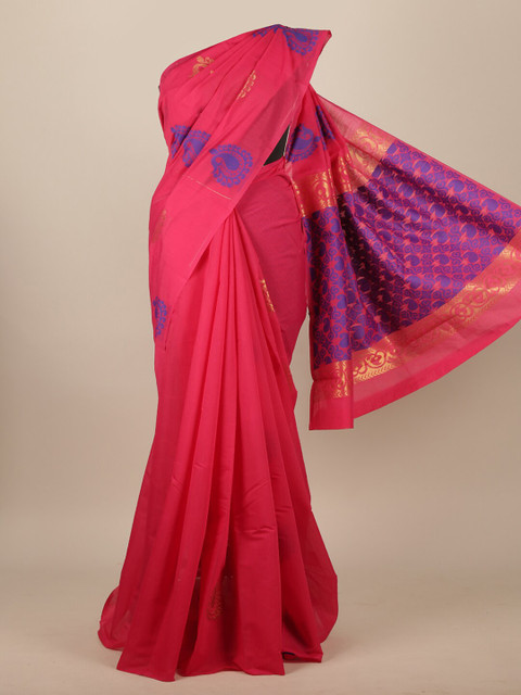 

Pothys Pink & Purple Woven Design Pure Cotton Saree