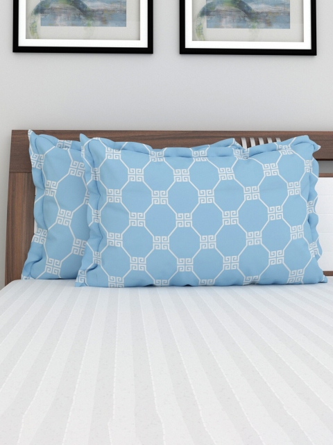 

Home Centre Blue & White Set of 2 Geometric Rectangle Pillow Covers