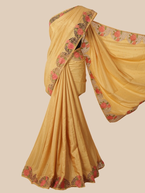 

Pothys Mustard Yellow Embellished Art Silk Saree
