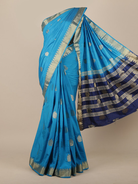 

Pothys Blue & Grey Woven Design Jute Silk Saree