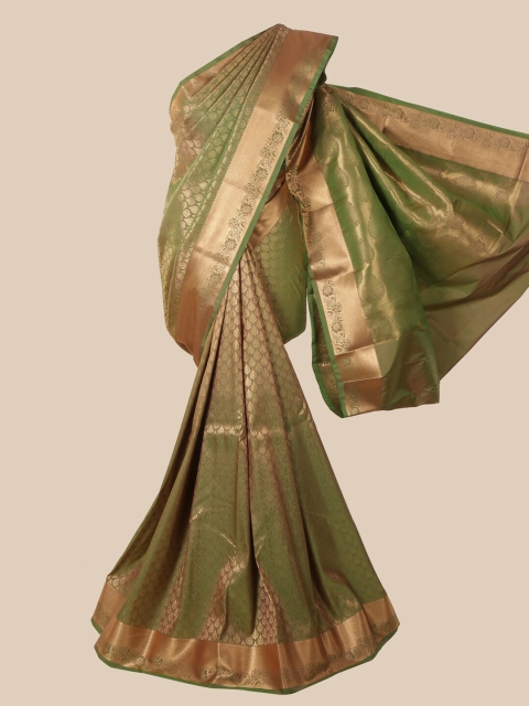 

Pothys Green & Gold-Toned Ethnic Motifs Zari Pure Silk Saree