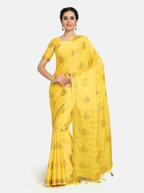 

MIMOSA Yellow & Gold-Toned Ethnic Motifs Zari Mysore Silk Saree