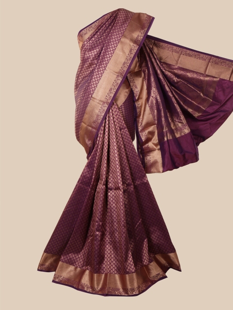 

Pothys Purple & Gold-Toned Woven Design Zari Pure Silk Saree