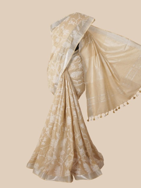 

Pothys Cream & White Floral Jute Cotton Saree