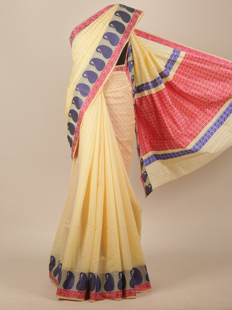 

Pothys Women Pure Cotton Cream Colour Saree