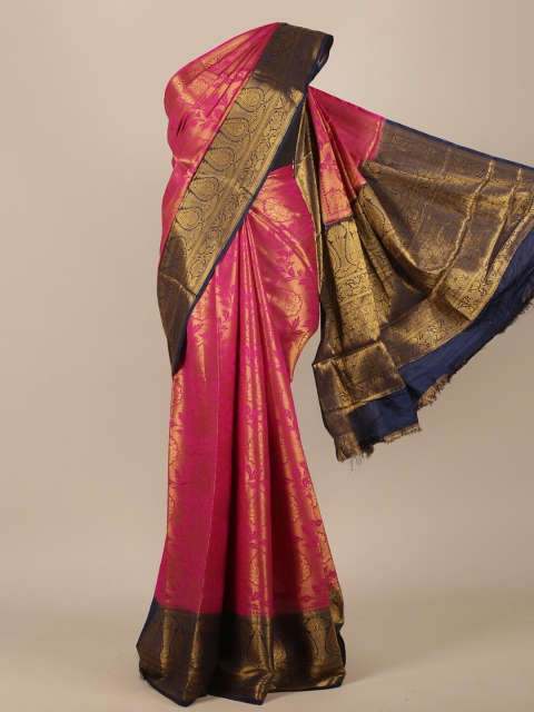 

Pothys Pink & Gold-Toned Woven Design Zari Jute Silk Saree