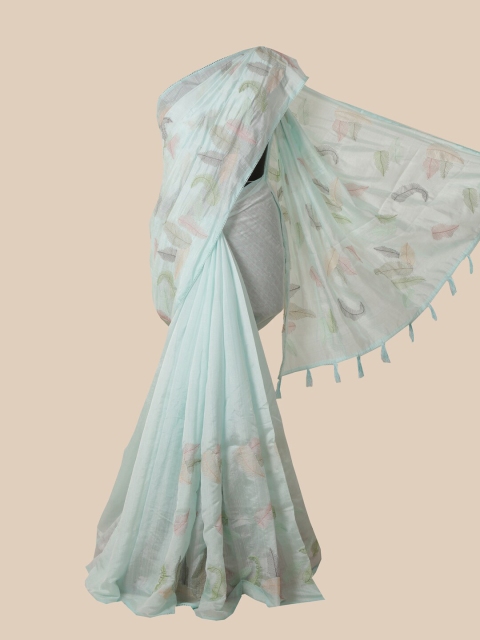 

Pothys Blue & Pink Floral Jute Silk Saree