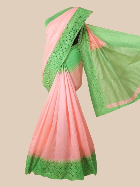 

Pothys Peach & Green Jute Silk Saree