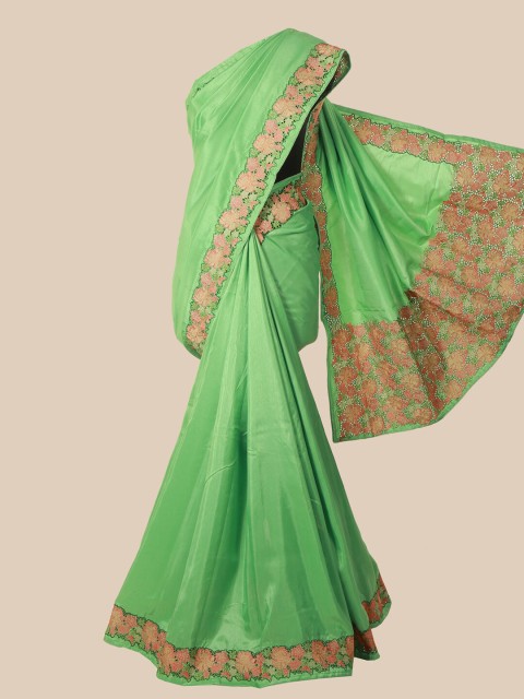 

Pothys Green & Pink Jute Silk Saree